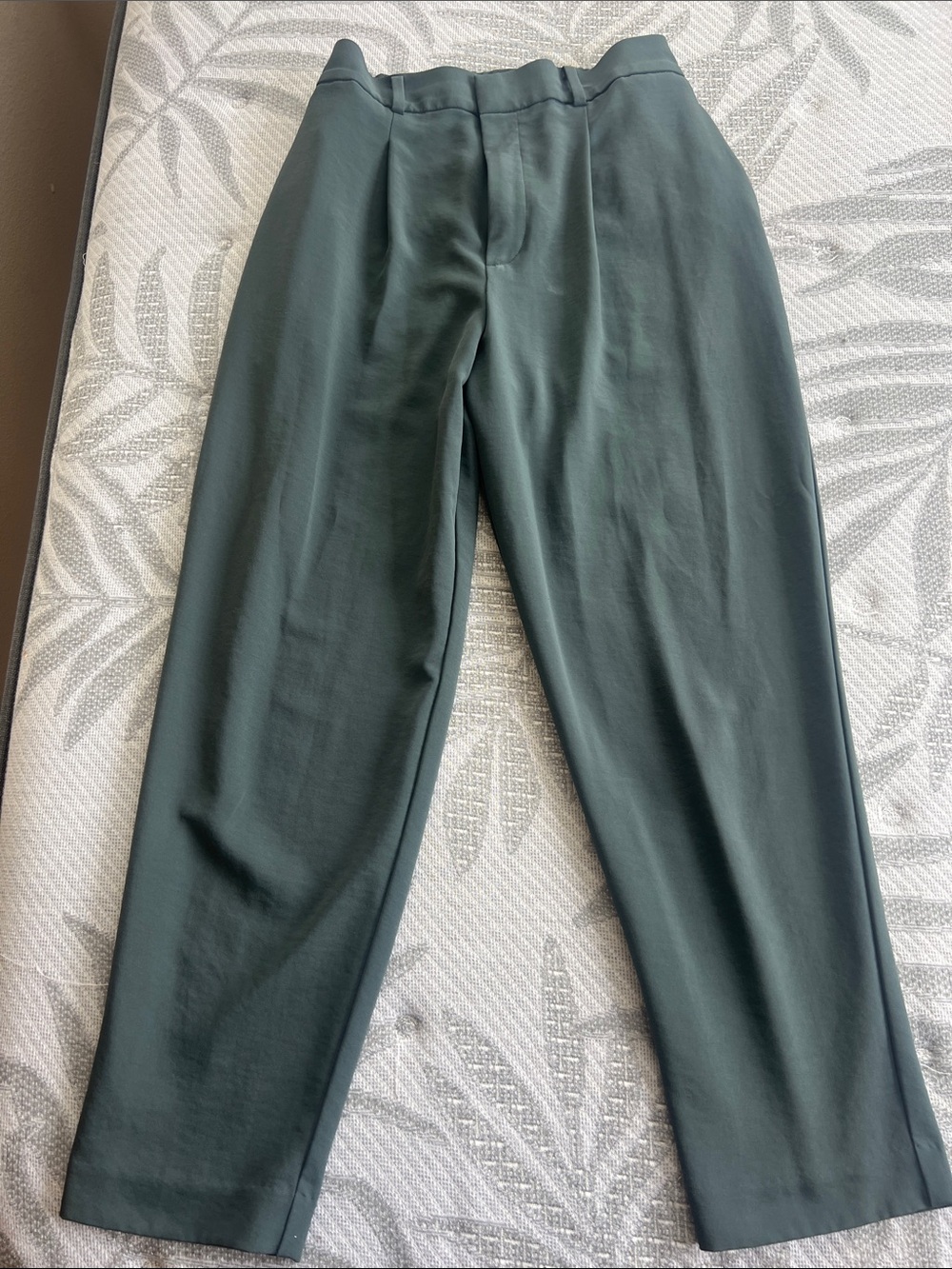 Uniqlo High Waisted Blue-Green Elastic-Waist Pants